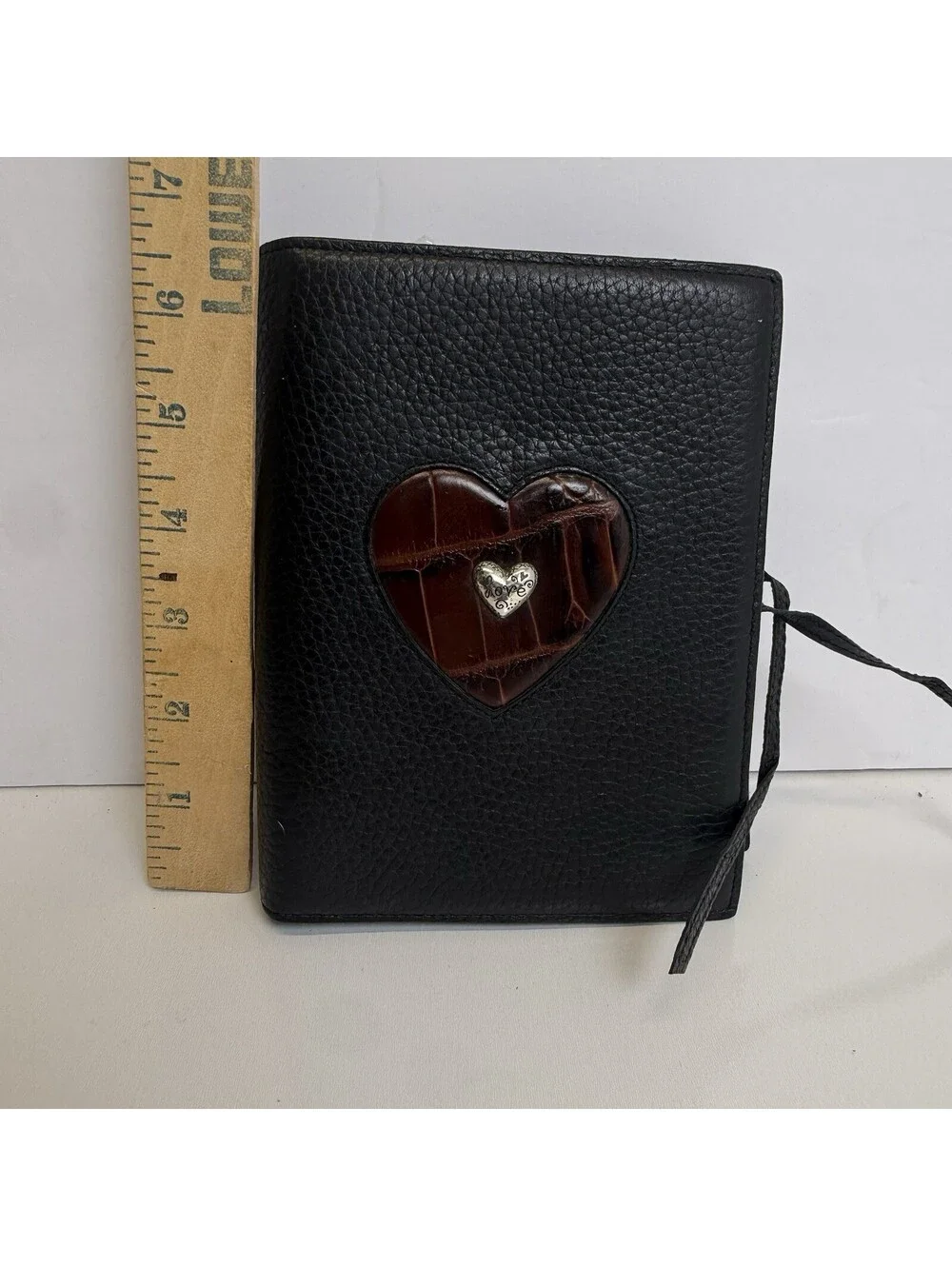 Brighton Leather Bi-Fold Wallet Checkbook Note Pad Large Organizer Planner Heart